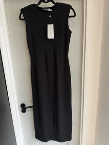 Mint Velvet Structured Ponte Midi Dress Black Small UK 8-10 - Picture 1 of 12