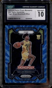 2023 Prizm Monopoly Tiger Stripe Boardwalk Blue Taylor Hendricks RC CGC 10 - Picture 1 of 2