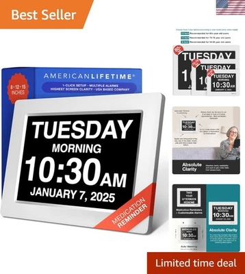 Reloj digital grande de demencia 2025 para personas mayores - fácil lectura con alarmas personalizadas Foto 1 de 4