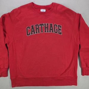 Felpa Carthage College XL Red Champion Reverse Weave Crew Spellout  - Foto 1 di 10