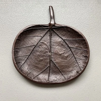 Crate & Barrel Copper Decorative Tray Dish Plate Autumn Fall - Image 1 of 4