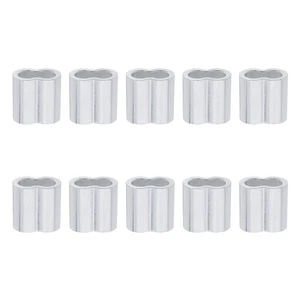 10 Piezas 1/2" 12.7mm Aluminio Cuerda de Alambre Lazo Manga Doble Virola Dúplex, Plateado - Imagen 1 de 6