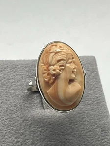 Anello in Argento 925 con Cammeo Corniola Testa Rossa 23mm | M+M Scognamiglio - Picture 1 of 9