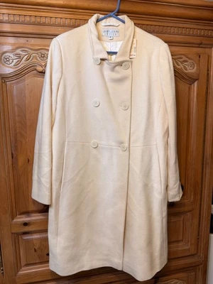 NWT Larry Levine Design Lambswool & Cashmere Cream Coat Size 16 Pea Coat Wool - Image 1 of 4