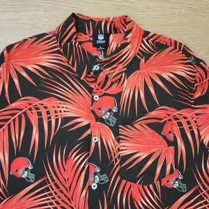 Hawaiihemd NFL Team Apparel Rayon XL Cleveland Browns orange Helm Print - Bild 1 von 10