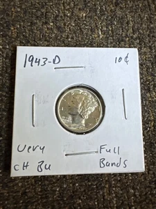 1943 D 10c full bands BU 2 - Picture 1 of 2