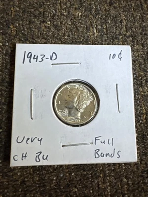 1943 D 10c full bands BU 2 - Image 1 of 2