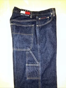 Vtg Tommy Hilfiger Jeans Men Fits 29x34 Carpenter Long Tall Baggy - Picture 1 of 7