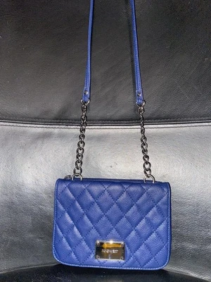 Nine West Blue Quilted + Pebbled Faux Leather Purse Crossbody Bag - Image 1 of 4