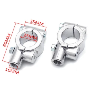Chrome 1" 25mm Motorcycle HandleBar 10mm Mirror Thread Mount Holder Clamp Adapto - Bild 1 von 8