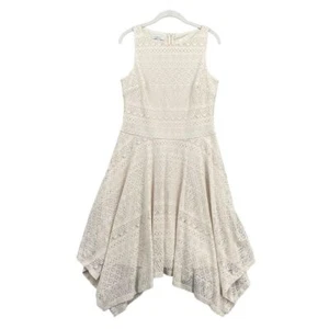 London Times Size 10 Ivory Lace Sleeveless Lined Women's Midi Dress - Picture 1 of 5