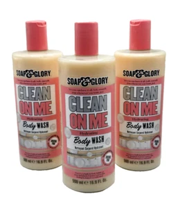 Lot of 3 Soap & Glory Clean On Me Hydrating Body Wash 16.9oz Each Original Pink - Picture 1 of 4