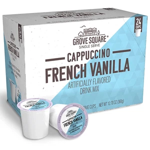 CAPPUCCINO FRENCH VANILLA Grove Square Single Serve Keurig K-Cups 24 Count Pods - Picture 1 of 12