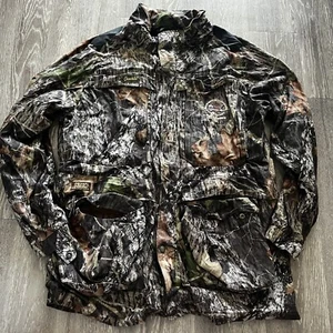 Vintage 90s Gamehide Mossyoak Hush Hide Woodland Camo Hunting Jacket Mens L Coat - Picture 1 of 10
