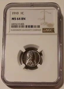 1910 Lincoln Wheat Cent MS64 BN NGC - Picture 1 of 4