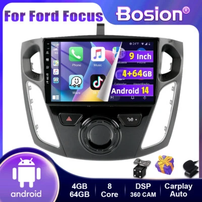 9'' FÜR FORD FOCUS III 3 MK3 ANDROID 14 AUTORADIO CAR PLAY GPS NAVI 64GB DSP AUX - Bild 1 von 4