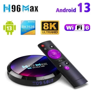 H96 Max 8K RK3528 4GB+64GB UK Plug Ultra HD Smart TV Box Android 13.0 Media Play - Picture 1 of 12