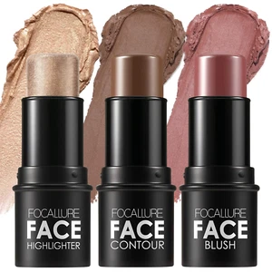 3 Pcs Cream Contour Sticks,Shades with Highlighter & Bronzer & Blush,Non-Greasy - Picture 1 of 7
