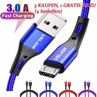 USLION Micro USB auf USB 1-2-3m Ladekabel 60W Schnellladekabel für Samsung Xiaomi 3A