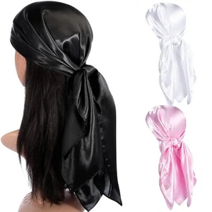 3 Pcs 35 Inch Silk Head Scarf Large Square Neck Sleeping Hair Wrapping Satin ... - Picture 1 of 8