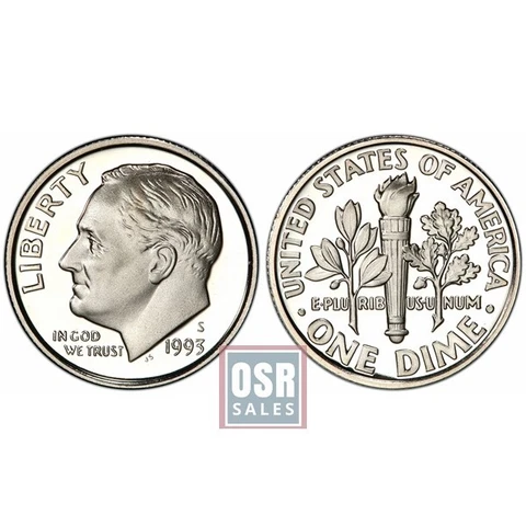 1993 S Gem Proof Roosevelt Dime ~ Deep Cameo US Coin Cover