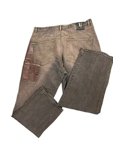 Vtg Phat Farm Y2K Brown Denim Jeans Mens 38x33 Embroidered High Rise Wide Leg - Picture 1 of 24