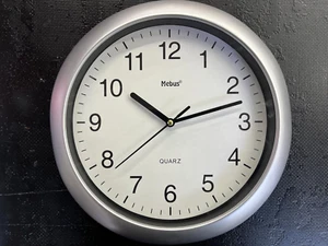 6 x Quarz Wanduhr Uhr Silber Mebus 27cm grosses Ziffernblatt Abverkauf!!!!! - Bild 1 von 7