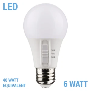 Satco S11770 LED 120V 6W =40W A19 Medium E26 CCT Selectable 3000K 4000K 5000K - Picture 1 of 12