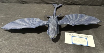 Toothless 2010 Dragon Action fig 11" long 14" wing span all black wings flap - Image 1 of 4
