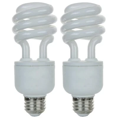 2Pack CFL Spiral Light Bulb, T3, 18W(75W), 2700K, E26, 1200LM, 120V - Image 1 of 3