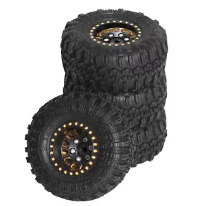 4PCS 1.0 Brass Beadlock Wheels and Tires For 1/24 Axial SCX24 1/18 TRX4M - Picture 1 of 6