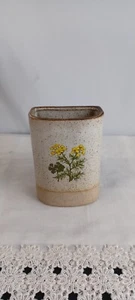 Takahashi MCM Floral Ceramic Stoneware Wall Pocket Vtg Brown Yellow Green  - Picture 1 of 12