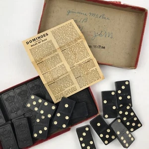 Prodotti Halsam Vintage Doppio Sei Domino in Legno Scatola Originale con Istruzioni - Foto 1 di 3