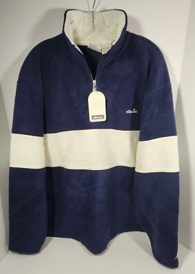 NWT VINTAGE Ellesse Collezioni Tennis Mens 1/4 Zip Fleece E5023 Large Navy Polar - Image 1 of 4