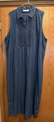 Marisa Christina Women Denim Collared Sleeveless Dress 3X Plus Size - Image 1 of 4