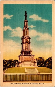 Confederate Monument Savannah Georgia Linen Postcard D996 - Picture 1 of 2