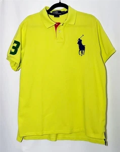 POLO Ralph Lauren XL Citrus Yellow Mesh Big Pony Short Sleeve #3 Soccer Rugby - Picture 1 of 4