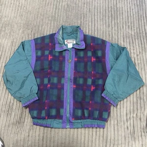 VTG Active Stuff Windbreaker Womens S Turquoise Fleece Nylon Full Zip 90s Y2K - Picture 1 of 10
