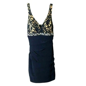 City Triangles Women's Dress Bodycon Disco Sleeveless Low V-Neck Blue Stretch M - Picture 1 of 6