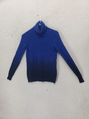 Suéter C by Bloomingdale's para mujer pequeño azul ombre cachemir cuello alto suéter Foto 1 de 4