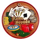 Vtg Reno Nevada Plate souvenir wall hanging 3 D dice playing cards chips Japan
