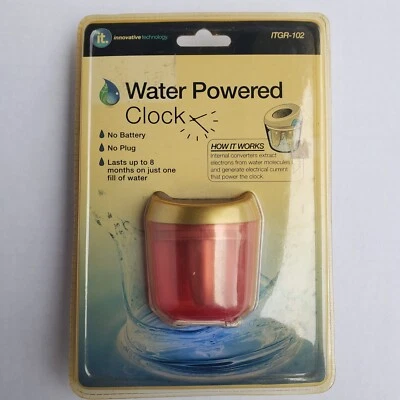 2009 Innovative Technology Water Powered Clock Pink ITGR-102 Lasts 8 Months New - Image 1 of 3