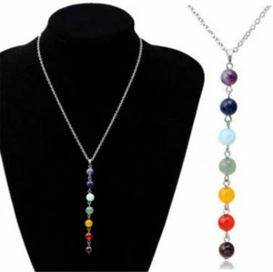 7 Chakra Beads Pendant Women Yoga Reiki Healing Balancing Chain Necklace Jewelry - Picture 1 of 7