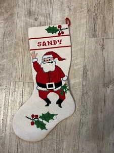 Vintage Wolle Weihnachtsstrumpf Weihnachtsmann Pfeife 20" Nadelspitze SANDY - Bild 1 von 6
