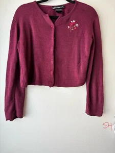 Vintage Burgundy Cardigan With Embroidered Detailing - Picture 1 of 8