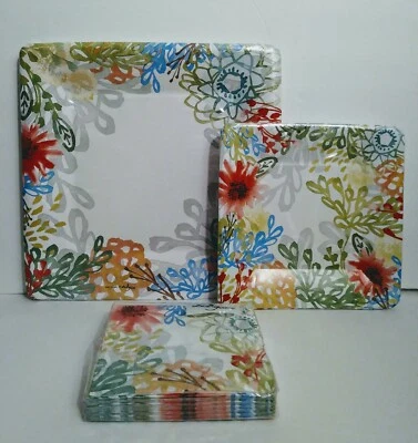 Juego de platos y servilletas de papel de diseño para cena y postre - Botanica Foto 1 de 4