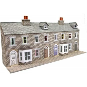 Metcalfe PN175 - Low Relief Stone Terraced House Fronts Die Cut Card Kit N Gauge - Picture 1 of 10