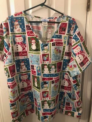 Simply Basic Let it Snow Scrub Top Size 3XL Women's - Image 1 of 3