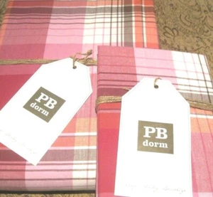 Twin Pottery Barn Teen PB Dorm Duvet Cover  +1 Sham Prescott Pink Plaid Country - Picture 1 of 4