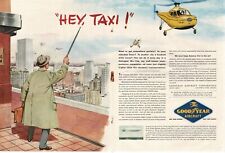 1945 Goodyear Aircraft man hails yellow taxi helicopter Centerfold Print Ad